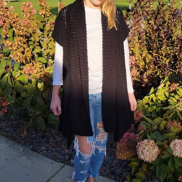 🔹️HP🔹️Cristina B black short sleeve chunky collared cardigan size Medium - Picture 1 of 9